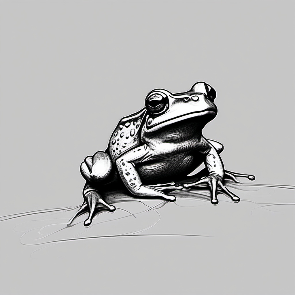 sketch of a frog  minimal rough sketch scribbles,doodles,black and white