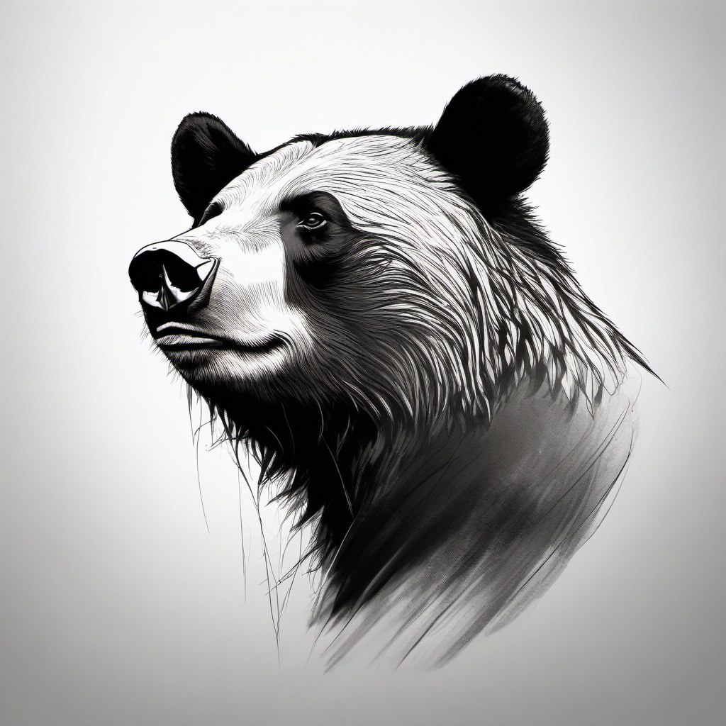 drawing of a Tibetan black bear  minimal rough sketch scribbles,doodles,black and white