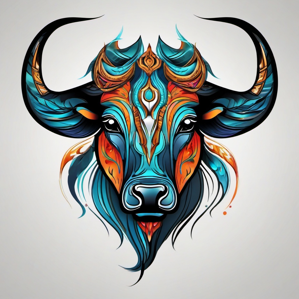 abstract taurus tattoo  simple vector color tattoo