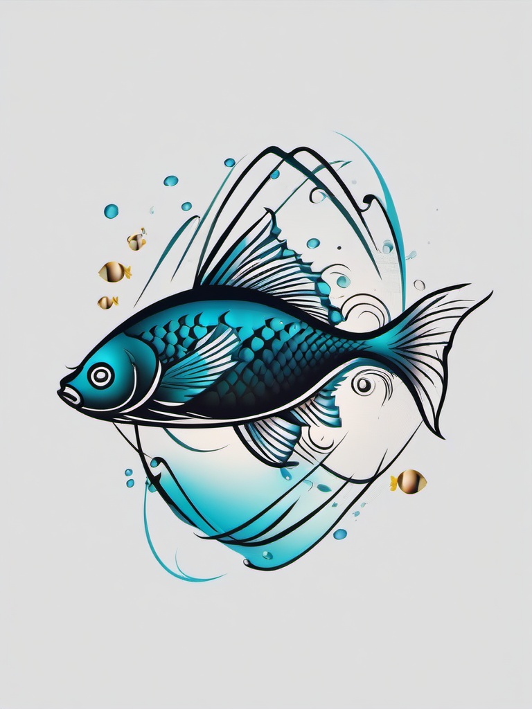 3d pisces tattoo  simple vector color tattoo