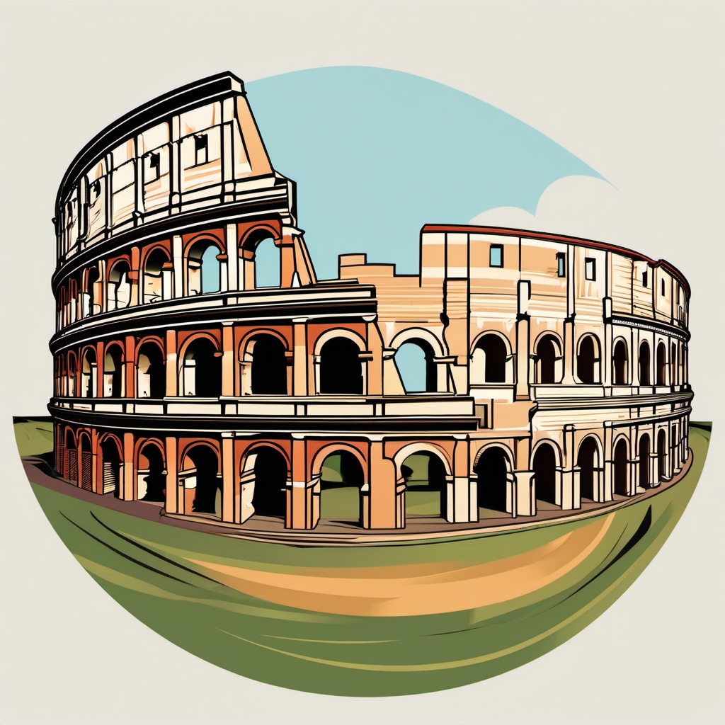 Colosseum clipart - Ancient Roman amphitheater in Rome, Italy, ,color clipart vector style