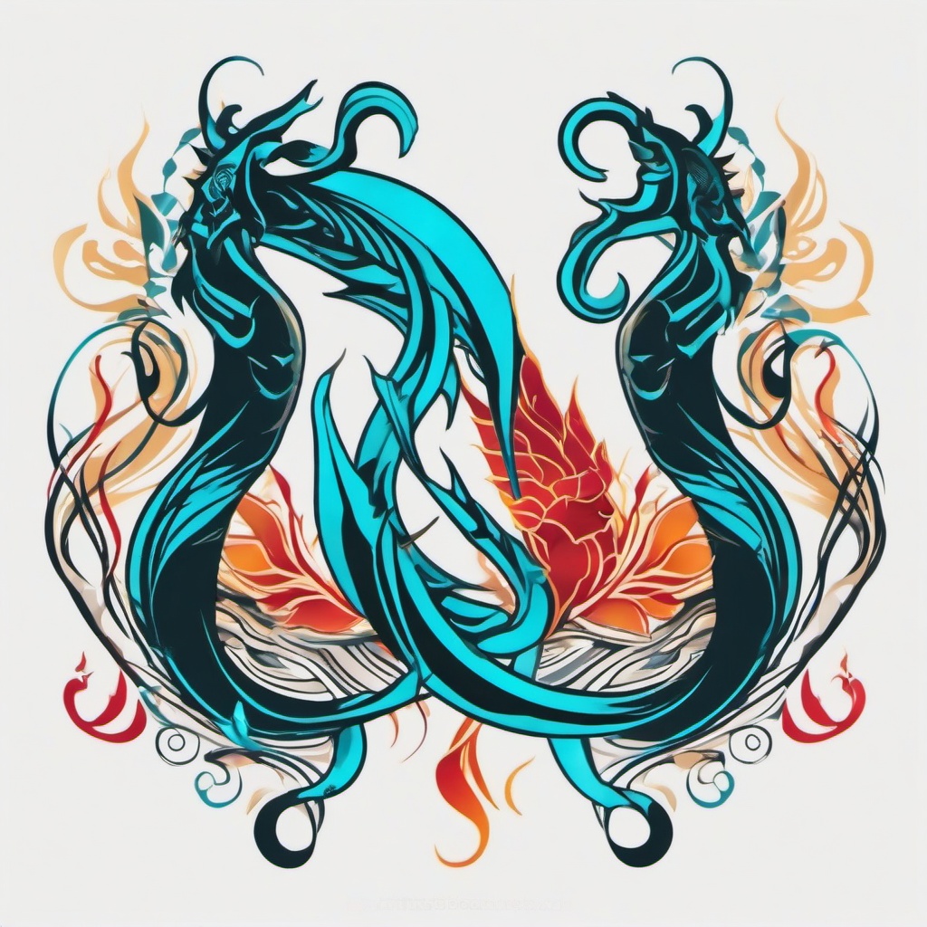 aquarius and scorpio tattoo  simple vector color tattoo