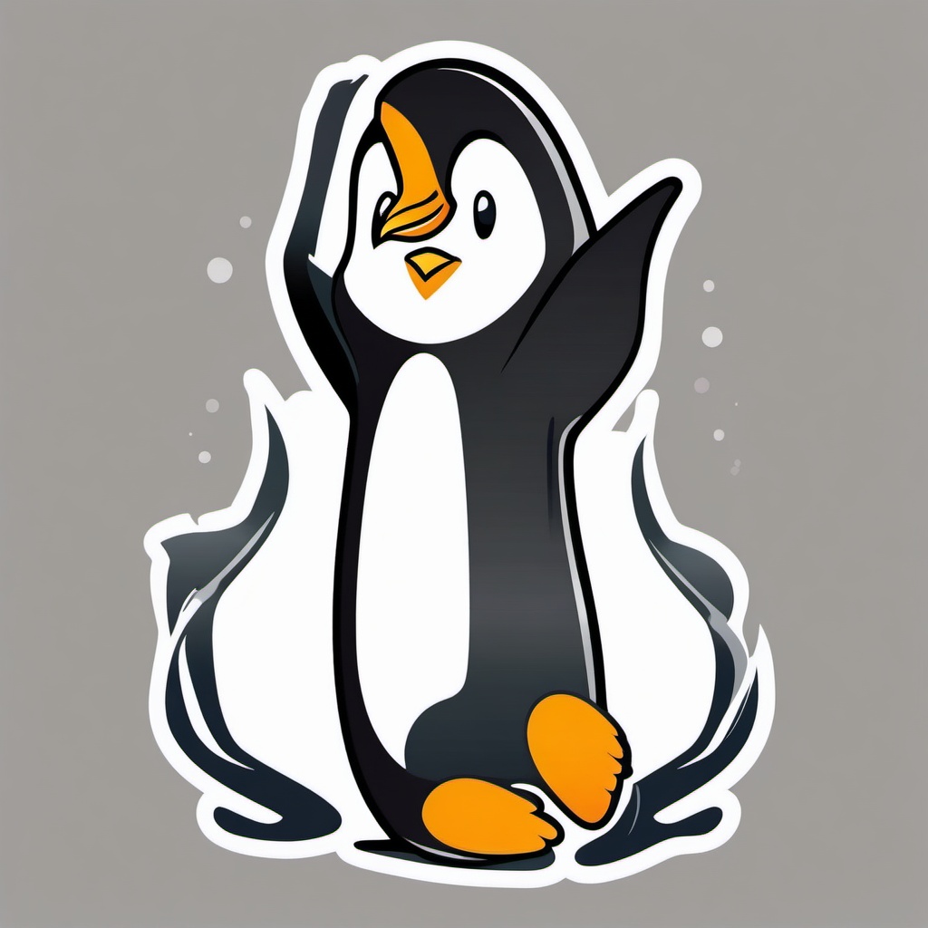 Penguin Yoga Sticker - A penguin striking a yoga pose, promoting relaxation. ,vector color sticker art,minimal