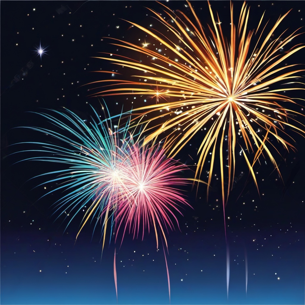 New Year clipart - fireworks lighting up the night sky  