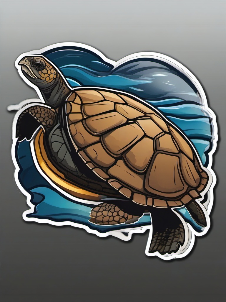 Leatherback Turtle cartoon - large, endangered sea turtle  cartoon sticker style