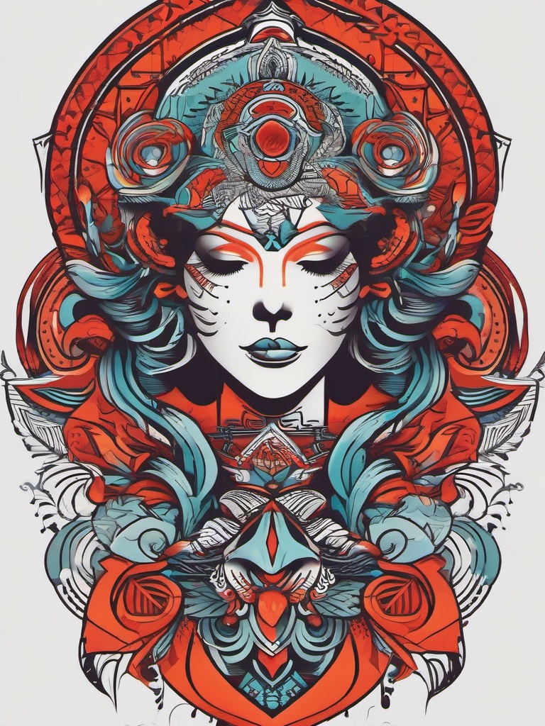 Cool Weird Tattoos-Bold and dynamic tattoos featuring cool and weird designs, perfect for those who appreciate unique and unconventional body art.  simple color vector tattoo