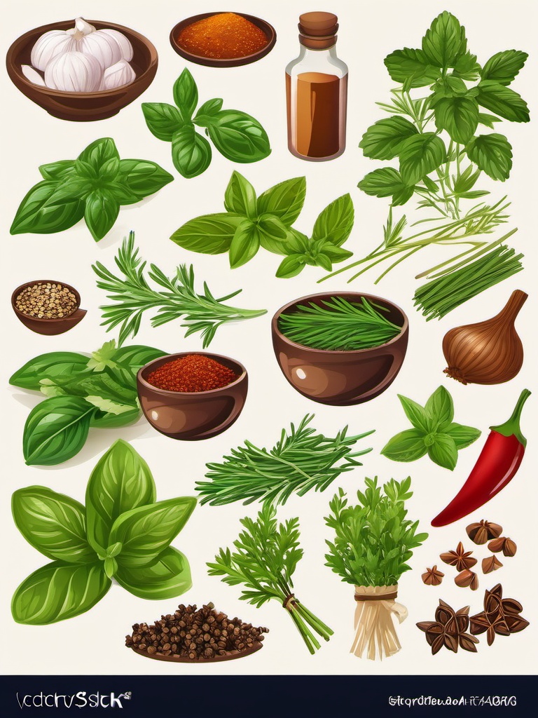 Cooking clipart - kitchen herbs and spices  vector clipart