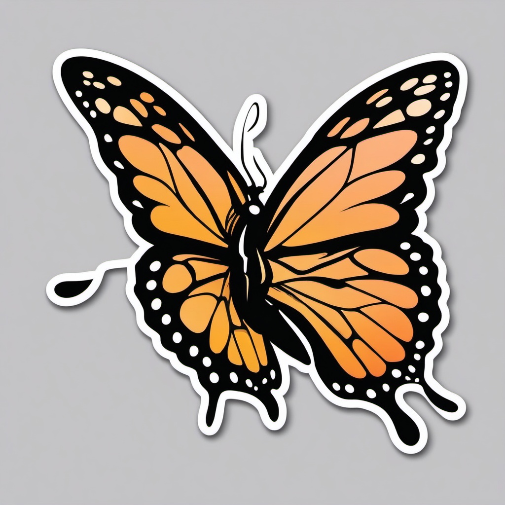 Butterfly in Flight Sticker - Graceful butterfly soaring through the air, ,vector color sticker art,minimal