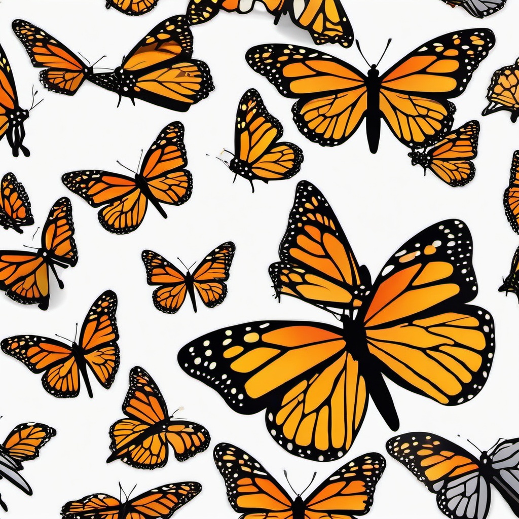 Monarch Butterfly Migration Emoji Sticker - Mass migration of vibrant butterflies, , sticker vector art, minimalist design