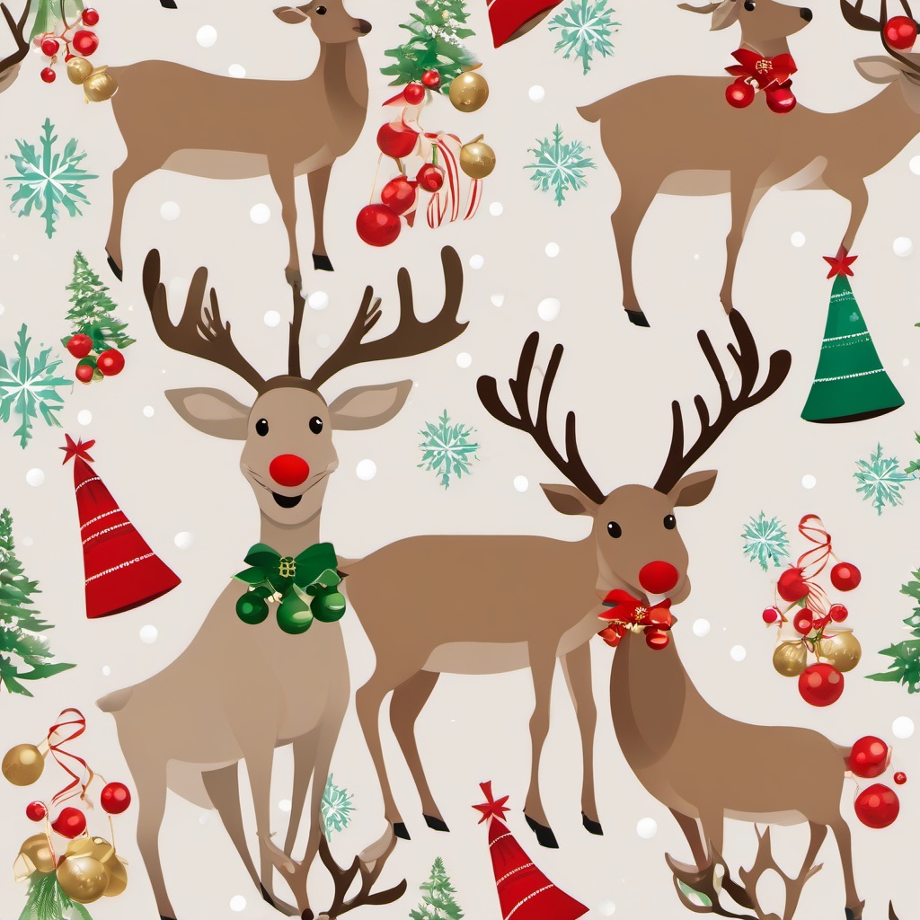 Reindeer clipart - reindeer with festive bells  