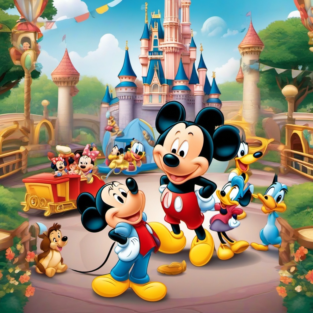 Disney clipart - Disney characters exploring a theme park  