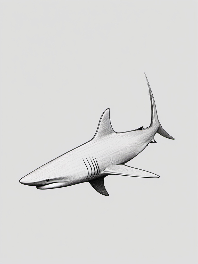 drawing of Longnose shark  minimal rough sketch scribbles,doodles,black and white