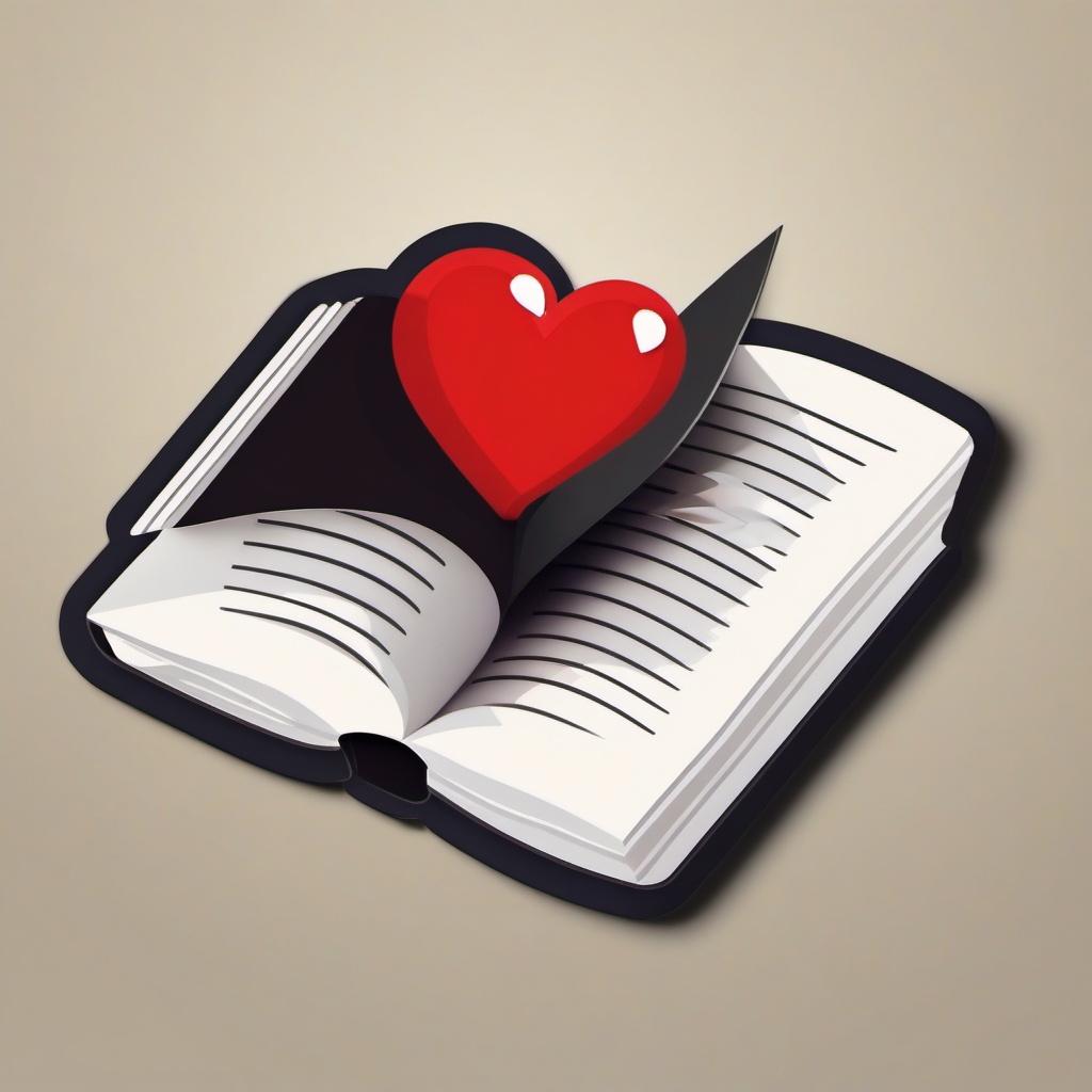 Heart in a Book Emoji Sticker - Love written on every page, , sticker vector art, minimalist design