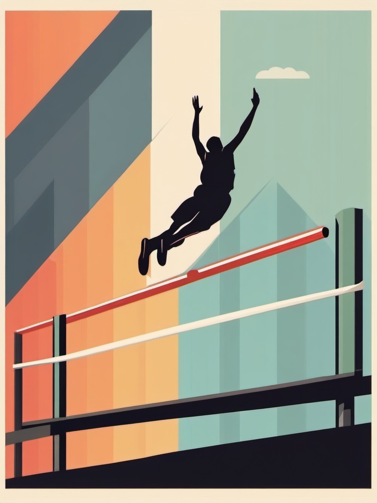 High Jump Bar Jumping Clipart - A high jumper soaring over the bar.  color vector clipart, minimal style