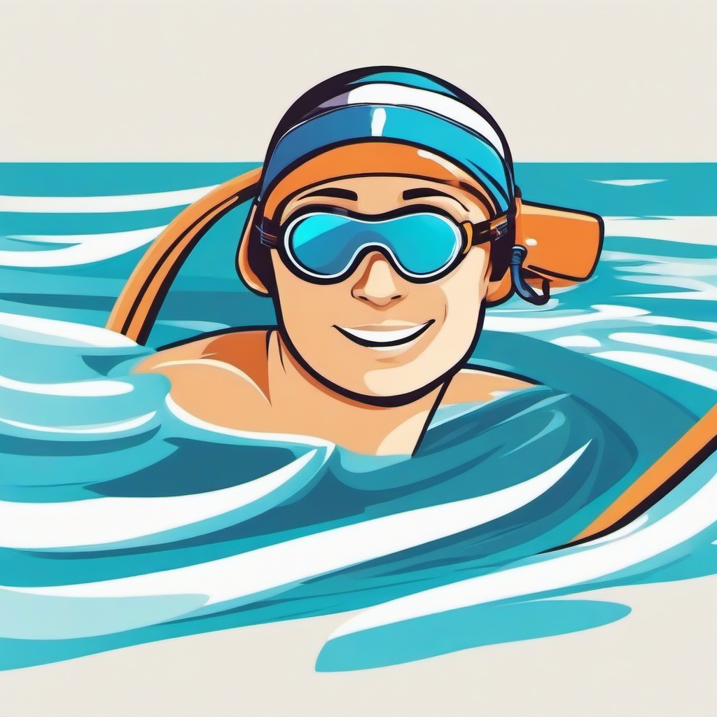 Swimmer clipart - cartoon swimmer wearing goggles and a cap  color,minimalist,vector clipart