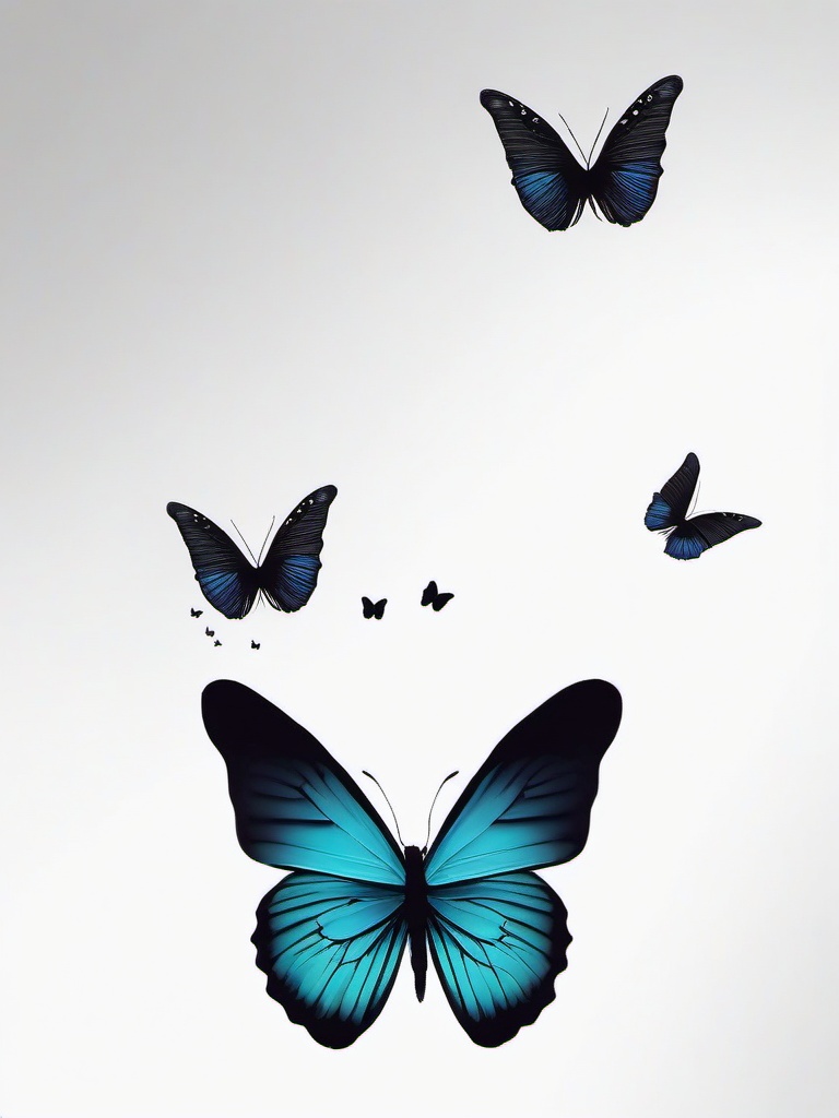 2 butterflies flying together tattoo  simple color tattoo, minimal, white background