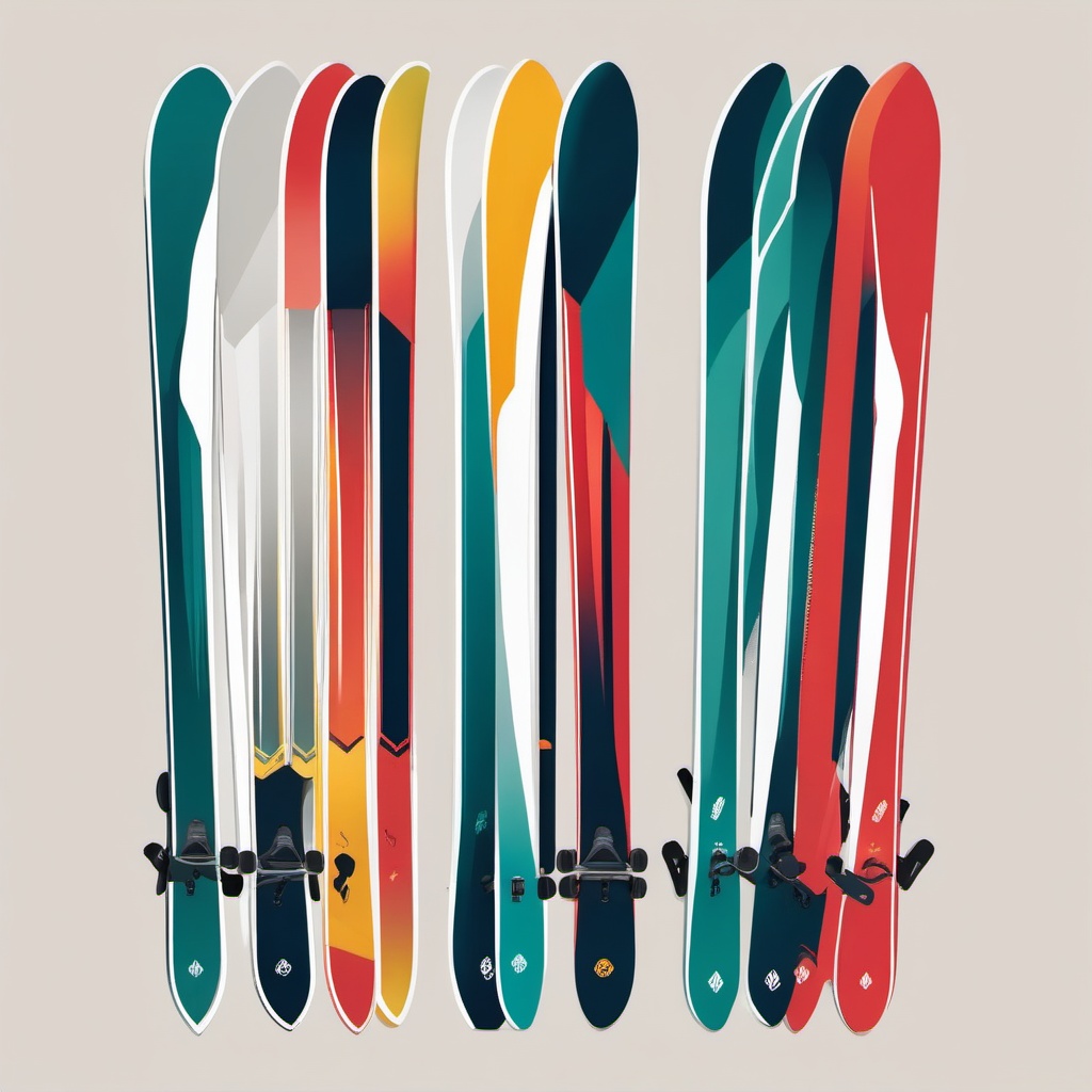 Ski Clipart - A pair of skis for downhill adventures.  color vector clipart, minimal style