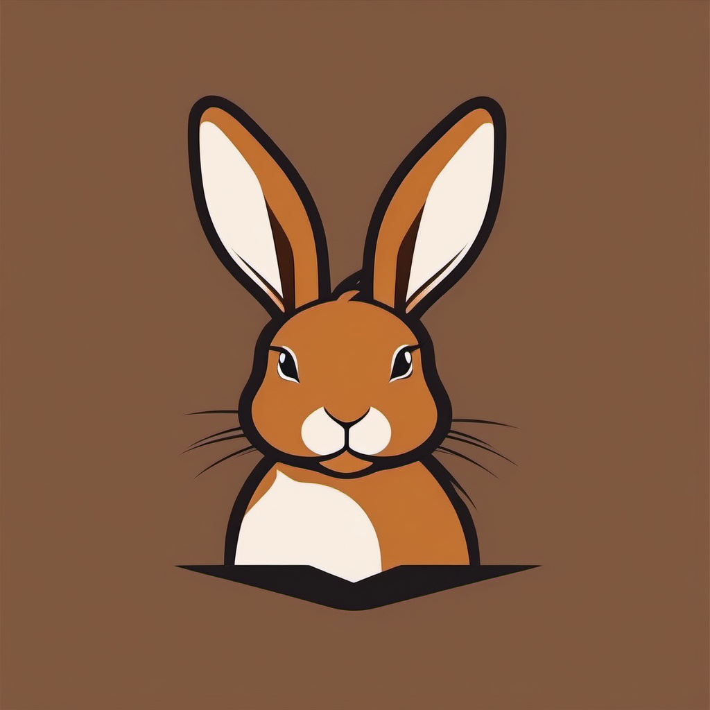 vector cute brown rabbit logo color design minimalist