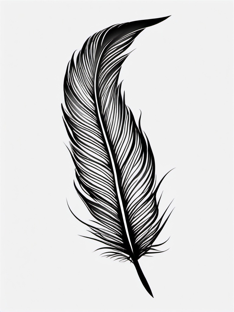 Bird Feather Tattoo - Feather tattoo with bird  minimalist tattoo design, white background