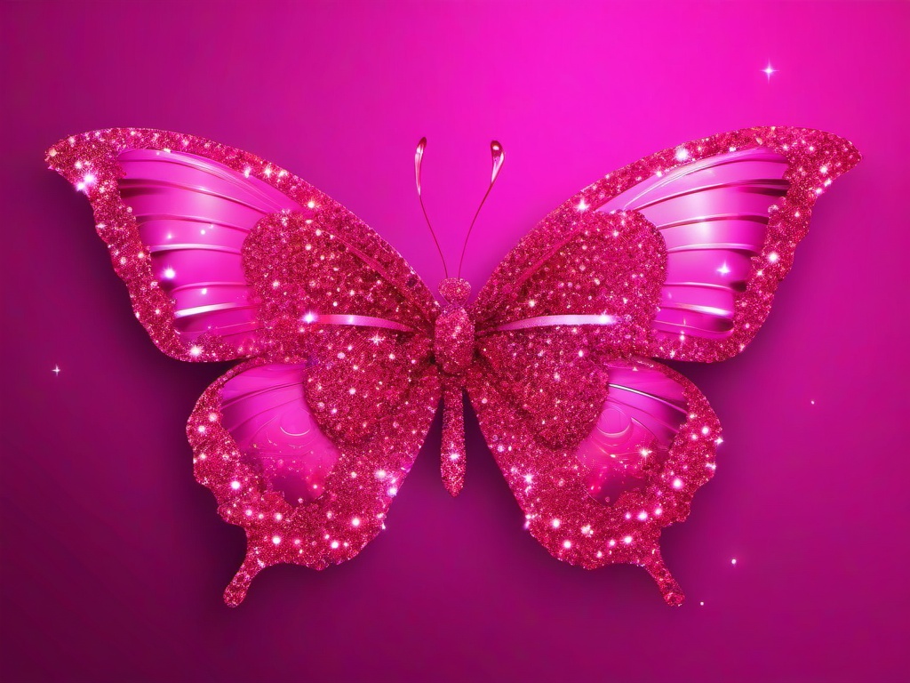 Pink Glitter Butterfly Background  