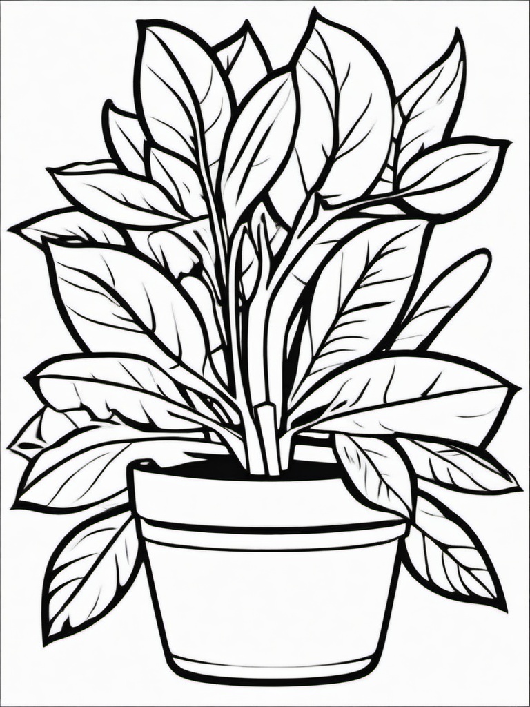 Plant Coloring Pages - Plant with leaves  simple coloring pages