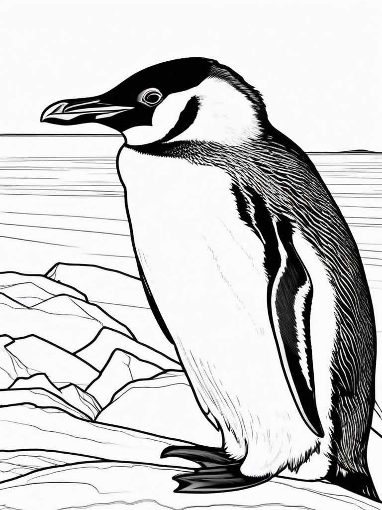 Penguin Coloring Pages - Penguin looking through a pair of binoculars  simple coloring pages