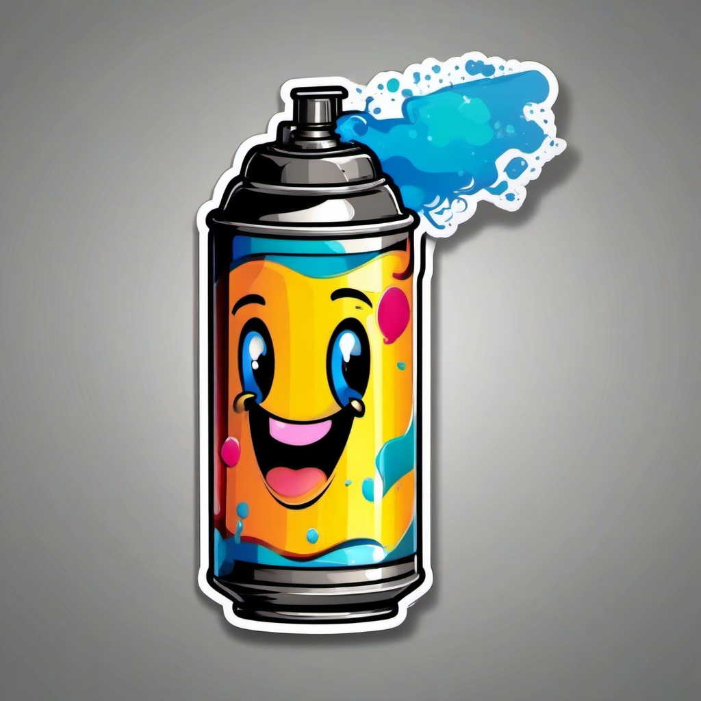 Cheerful Spray Can sticker- Graffiti Joy Splash, , color sticker vector art