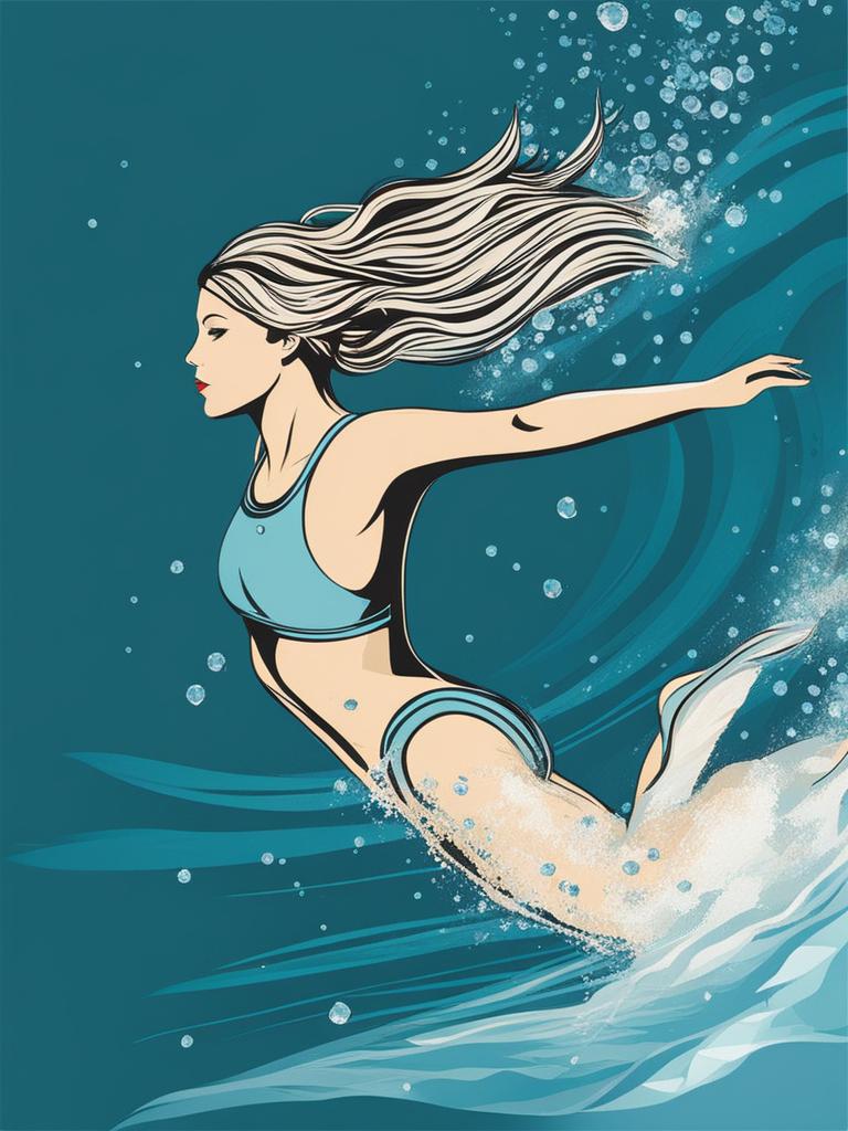 swimming clipart - a swimmer gliding through crystalline waters, the embodiment of aquatic grace 