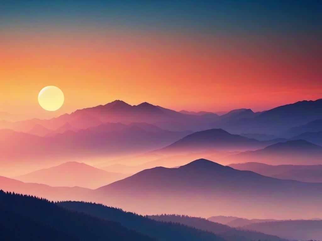 Sunset Wallpaper - Soft colors across mountain range.  sunset background