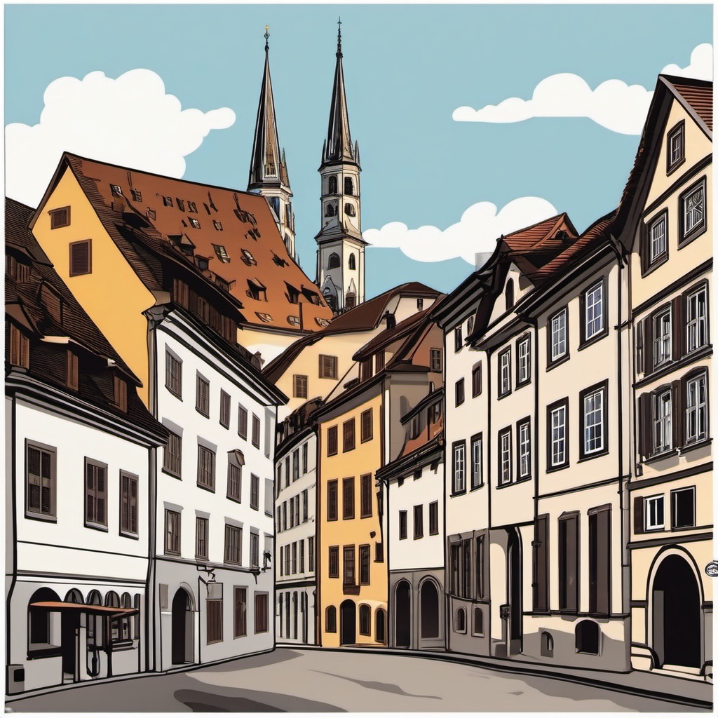 Zurich Old Town sticker- Well-preserved medieval old town in Switzerland, , sticker vector art, minimalist design