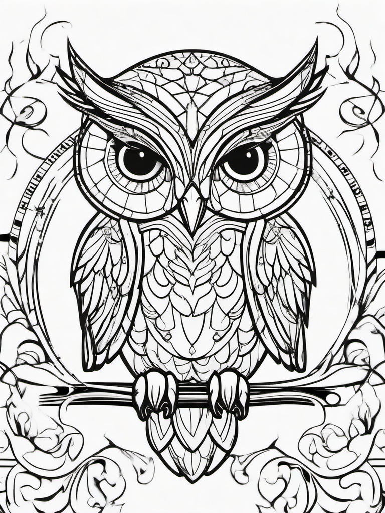 Owl Coloring Pages - Owl with musical notes floating around it  simple coloring pages