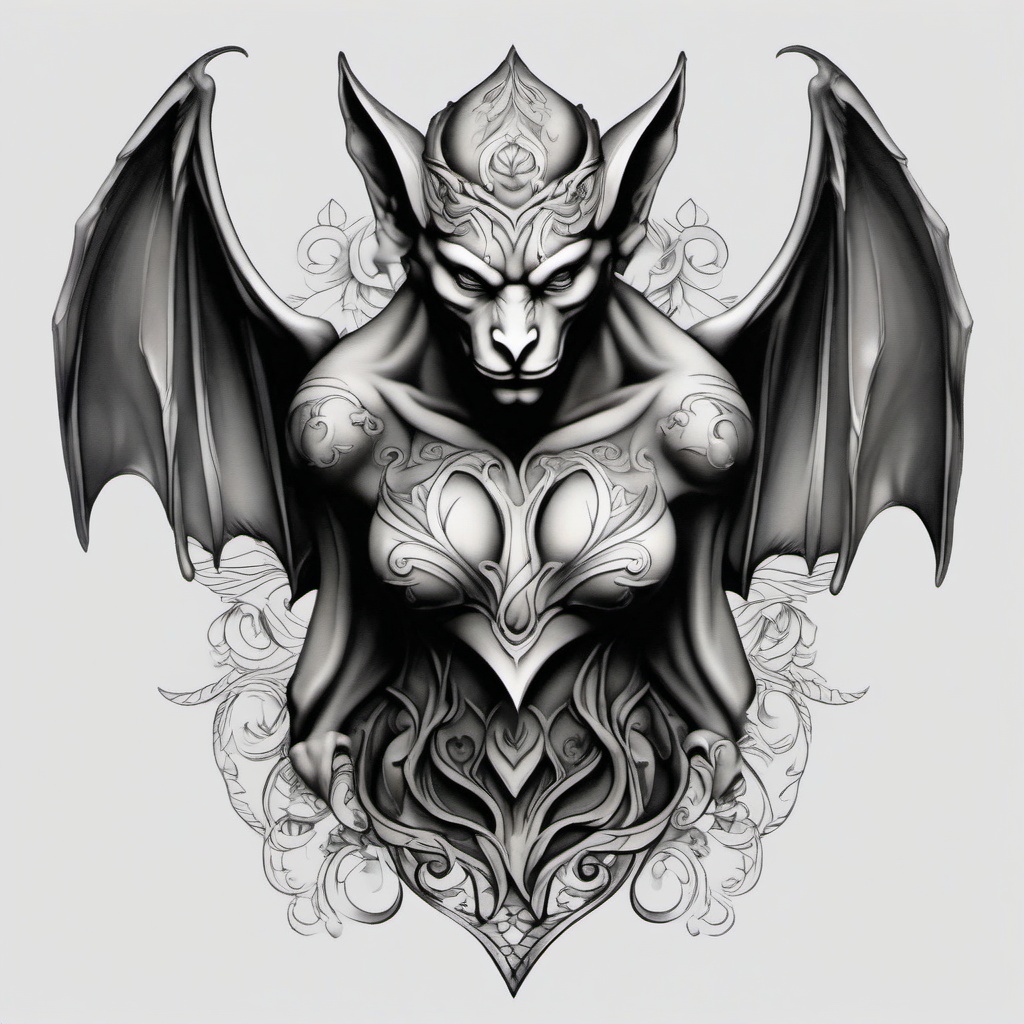 female gargoyle tattoos  simple color tattoo design,white background