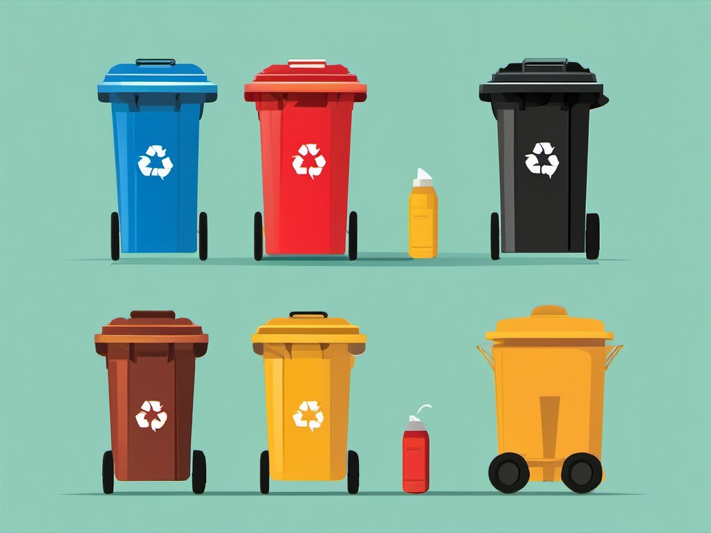 Recycle Bin Clipart - Recycle bin for recycling and disposal,  color vector clipart, minimal style