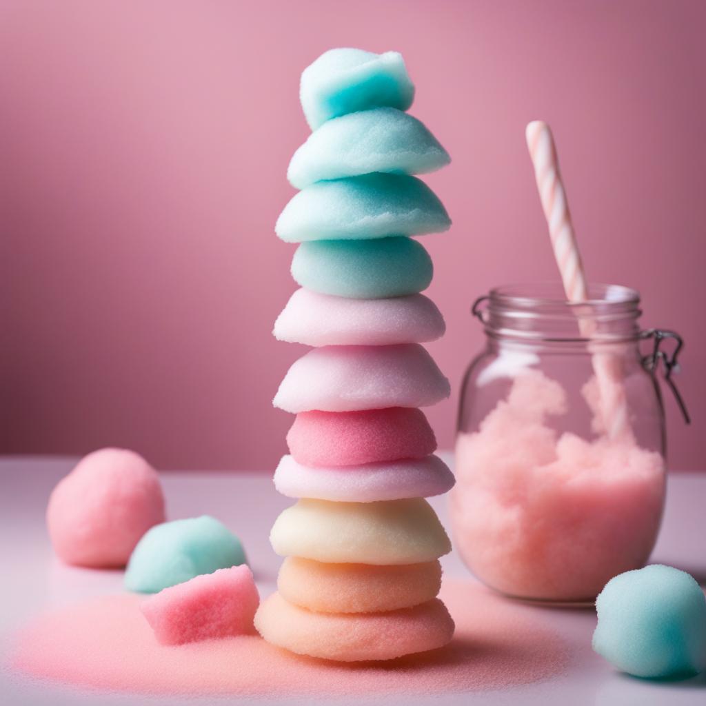 a tower of colorful cotton candy, with a light and airy texture that melts in your mouth. 