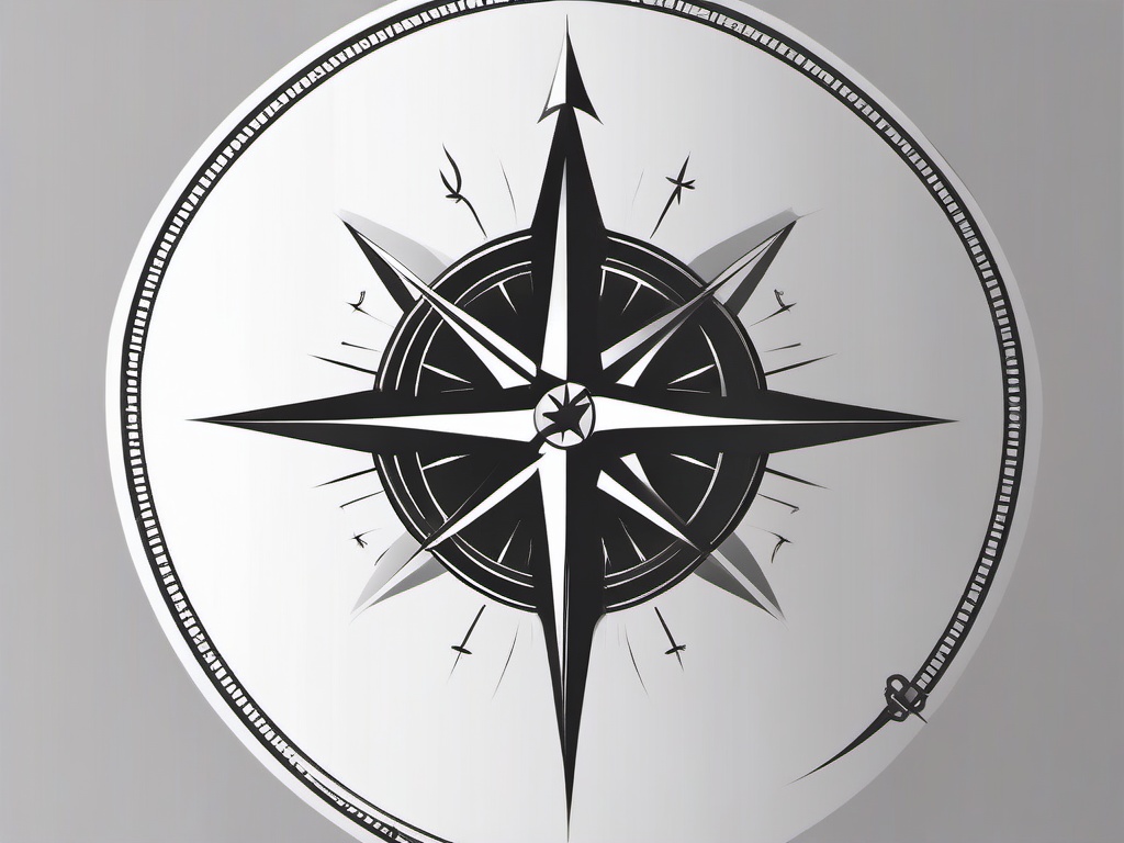 Compass Cross Tattoo - Compass design combined with a cross.  simple vector tattoo,minimalist,white background