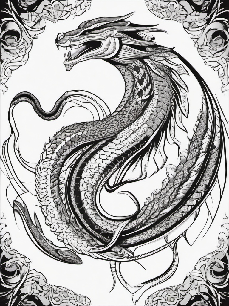 Naga Coloring Pages - Serpentine Half-Human Creature  minimal black outline printable sheet, coloring page