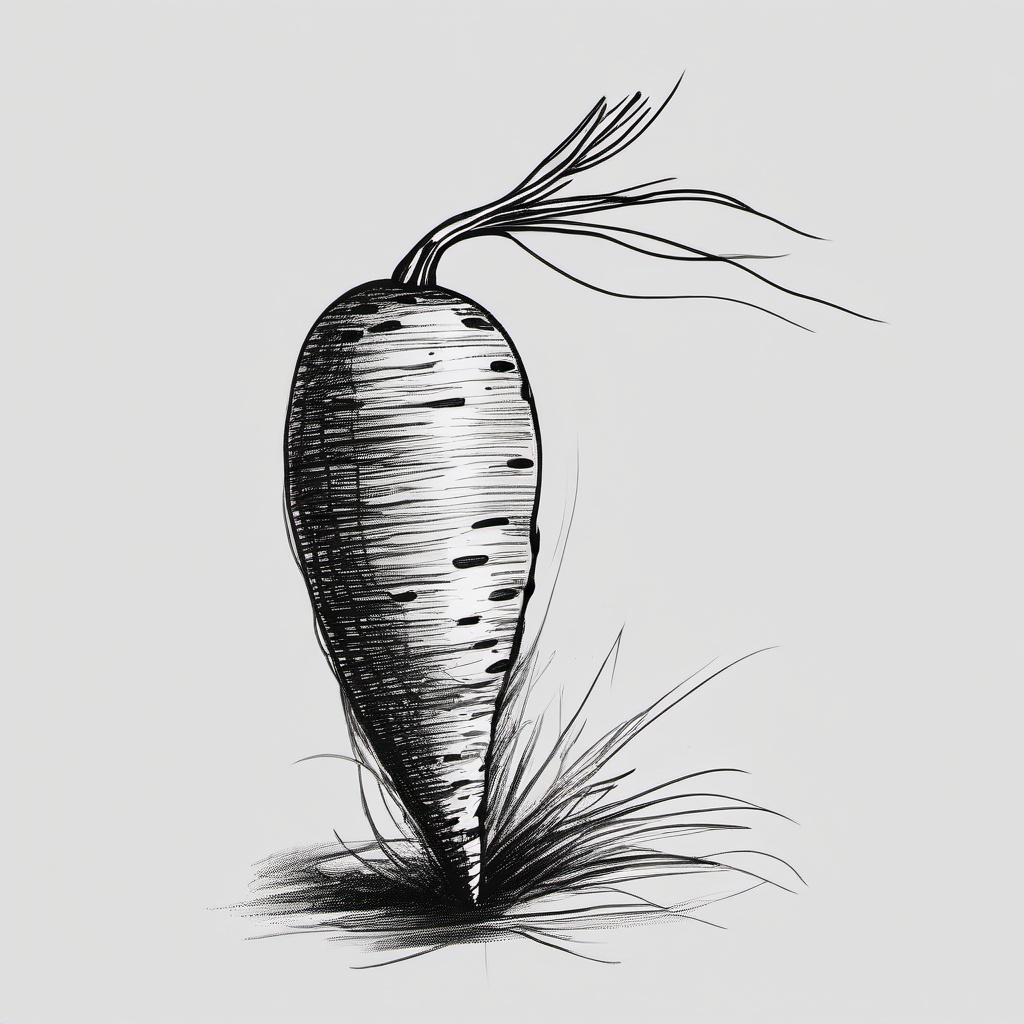 sketch of a carrot  minimal rough sketch scribbles,doodles,black and white