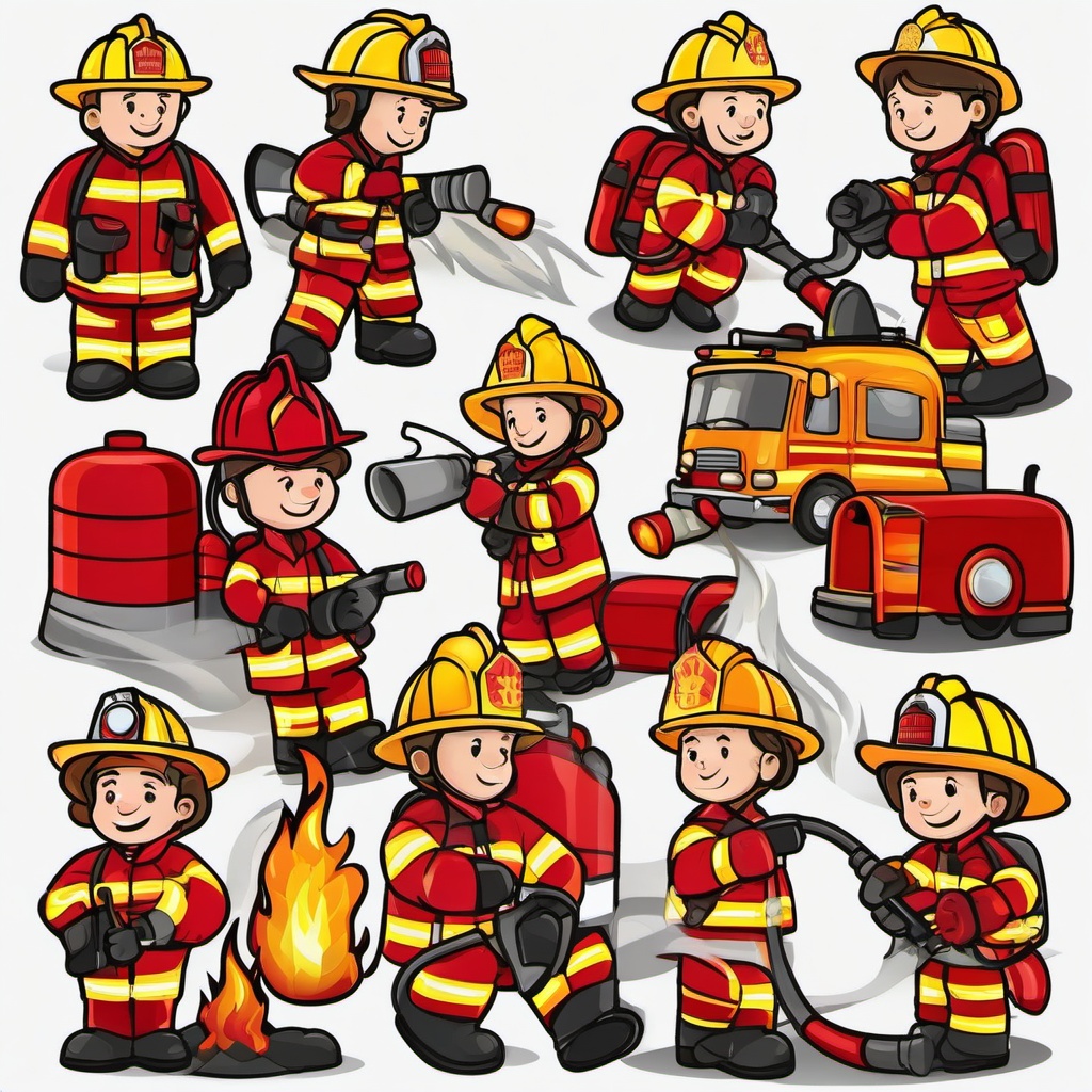 Fire Fighter clipart - team of firefighters  vector clipart