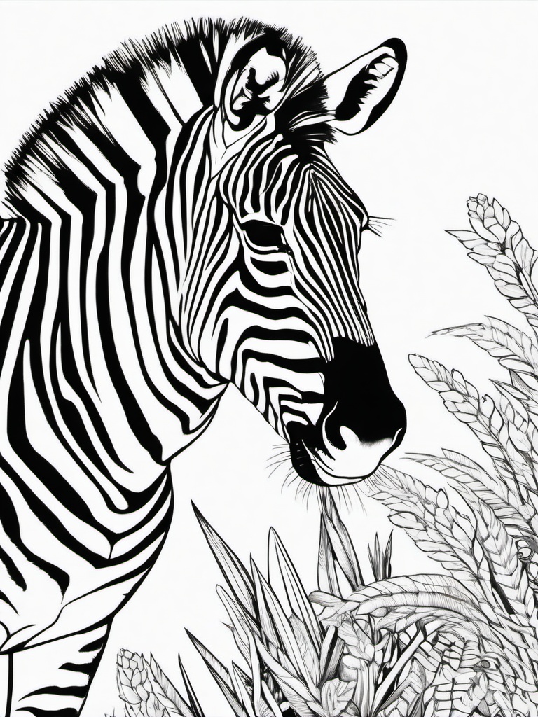 Zebra Coloring Pages - Black and White Striped Herbivore  black outline printable coloring page