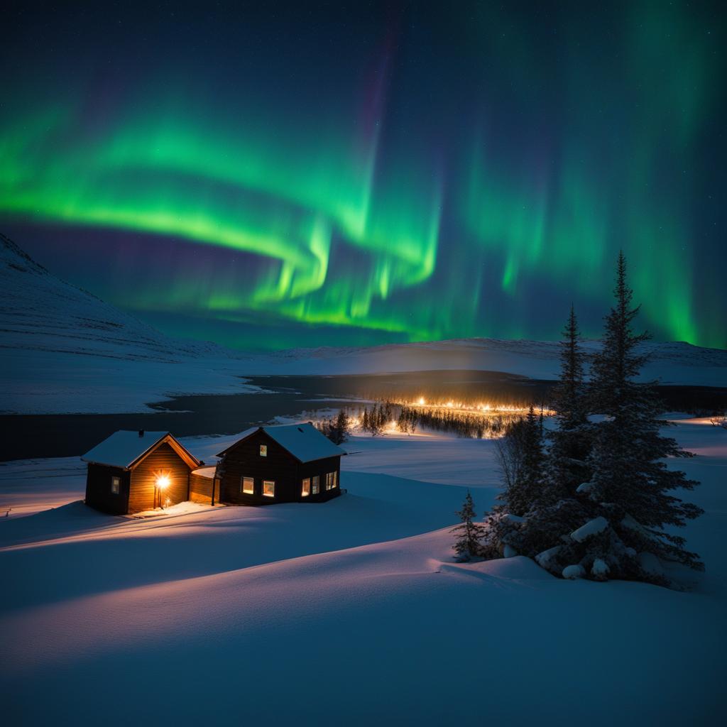 northern lights, witnessing the mesmerizing aurora borealis in the arctic night sky. 