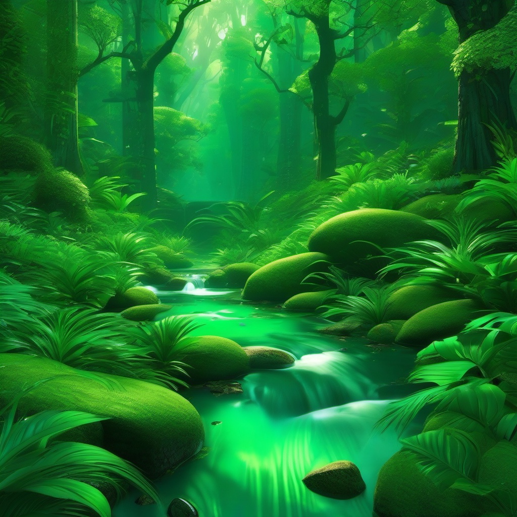 Green Aesthetic Wallpaper - Enchanted Emerald Forest Scenery  intricate patterns, splash art, wallpaper art