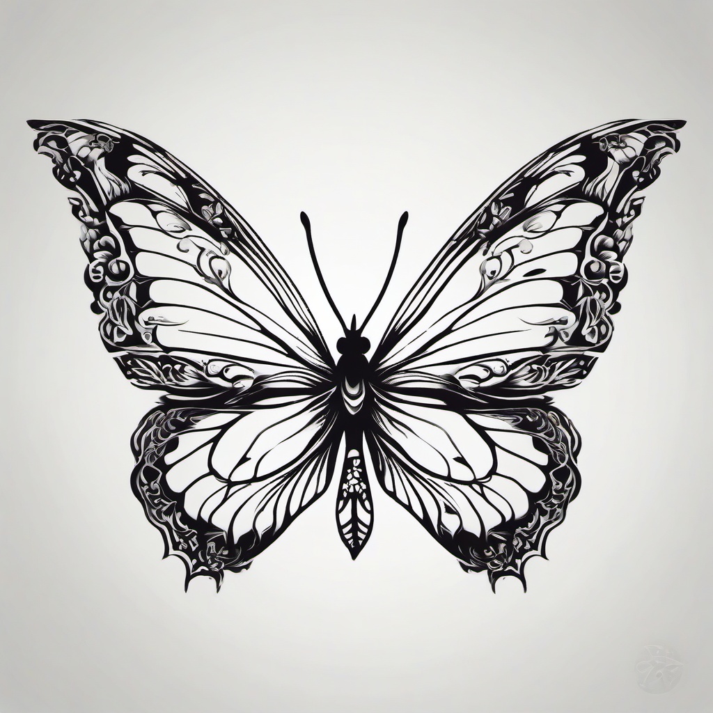 999 butterfly tattoo  simple color tattoo, minimal, white background