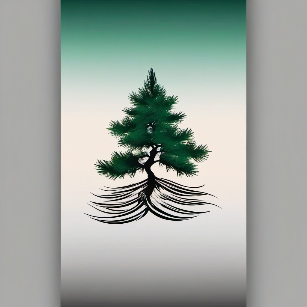 small pine tree tattoo  simple vector color tattoo