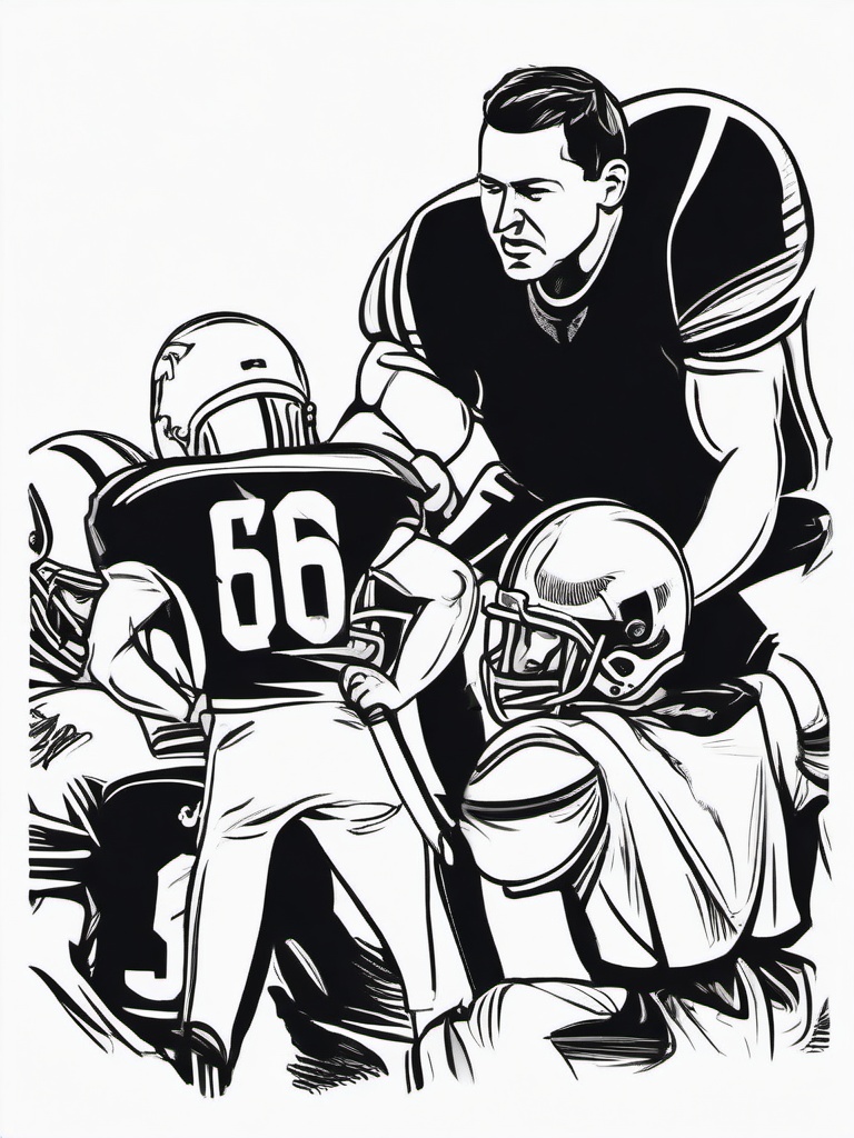 Football clipart - coach giving instructions  minimal rough sketch scribbles,doodles,black and white