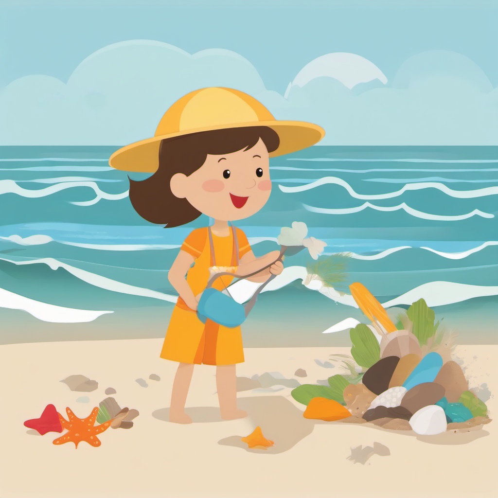 Beachcombing Enthusiasm clipart - Enthusiastic beachcombing, ,vector color clipart,minimal