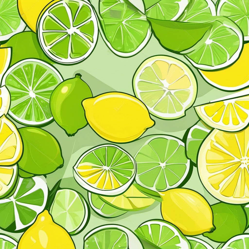 Lemon and Lime Slices on Plate Clipart - Slices of lemon and lime on a plate.  color vector clipart, minimal style