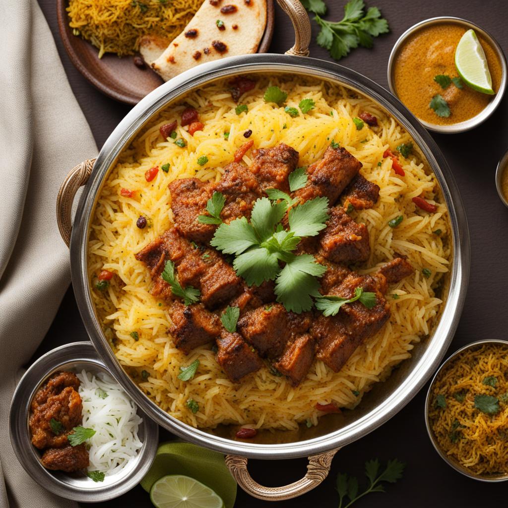 indian biryani bonanza - fragrant and flavorful rice dishes with spices and marinated meats. 