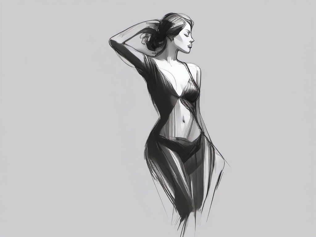 sketch of woman body  minimal rough sketch scribbles,doodles,black and white