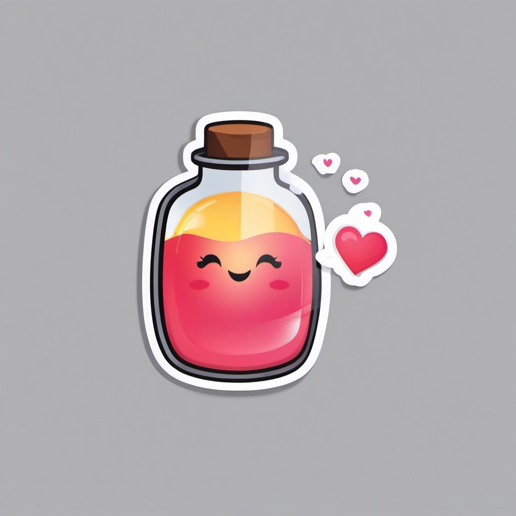 Love Confession in a Bottle Emoji Sticker - Messages of love set adrift in a bottle, , sticker vector art, minimalist design