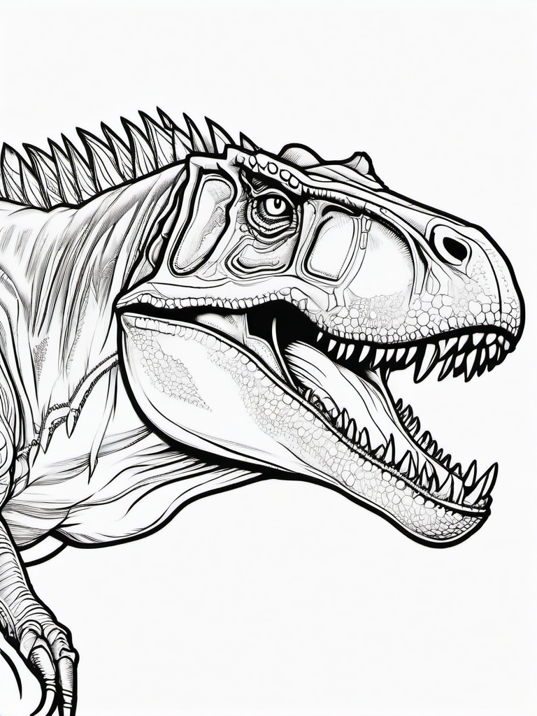 T-Rex Coloring Pages - Mighty Roaring Predator  black outline printable coloring page